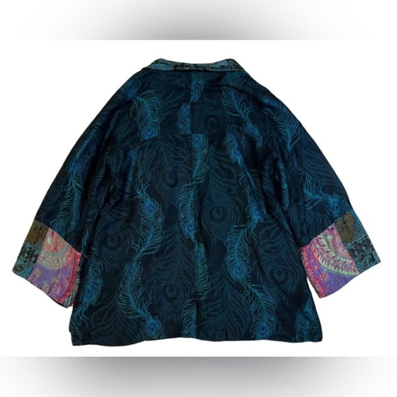 Soft Surroundings Karli Kimono Peacock Patchwork Jacket Cardigan Size Large - Picture 5 of 5
